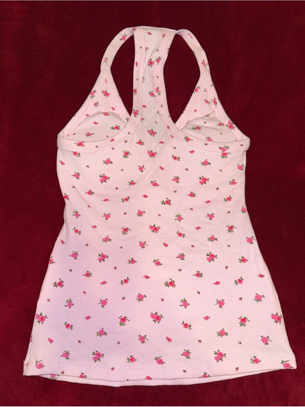 Pink Floral Ribbed Racerback Tank Top - Picture 2 of 3
